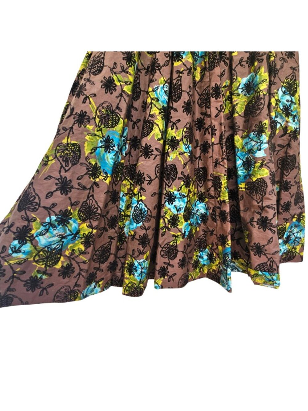 Vintage 1950s Flocked Chintz Full Circle Skirt Rockabilly Pinup Swing XS - Picture 8 of 11